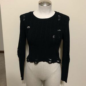 Destructed Crop Top Sweater
